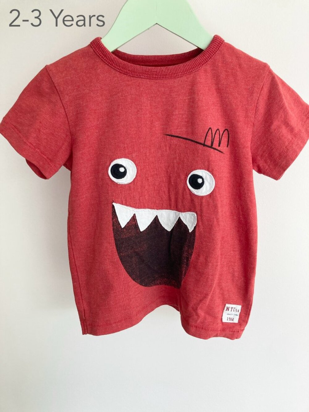 🪴5/$30 Next 2-3 Years Toddler Red Monster Face T-shirt Tee Summer